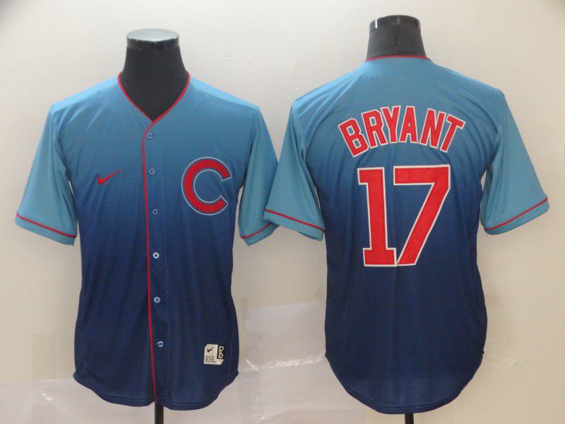 Men Chicago Cubs #17 Bryant Blue Nike Fade MLB Jersey->los angeles dodgers->MLB Jersey